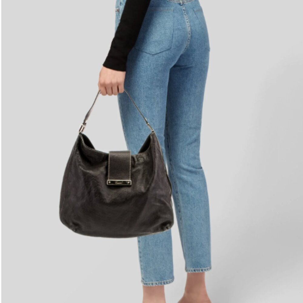 Guccissima Chocolate Brown Leather Hobo